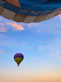 Low angle view of hot air balloon against sky