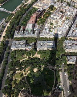 Aerial view of bridge in city