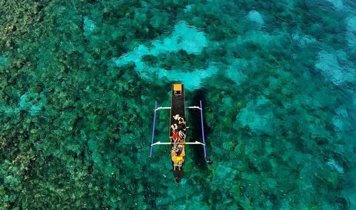 High angle view of boat in sea