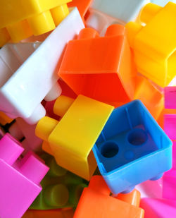 High angle view of colorful toys