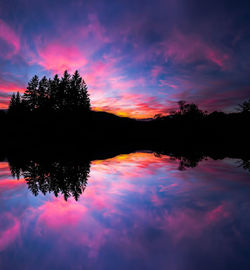 Scenic view of lake at sunset