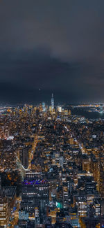 Lower manhattan at night from empire state building.