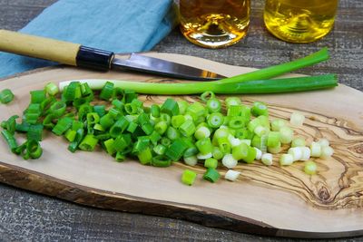 High angle view of vegetables on table