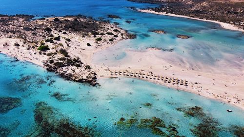 Bird's eye view over elafonisi beach.