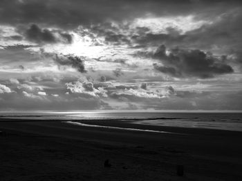 Scenic view of sea against cloudy sky