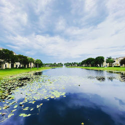 Scenic view of lake against sky