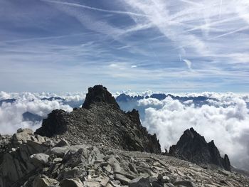 Scenic view of rock formations against sky