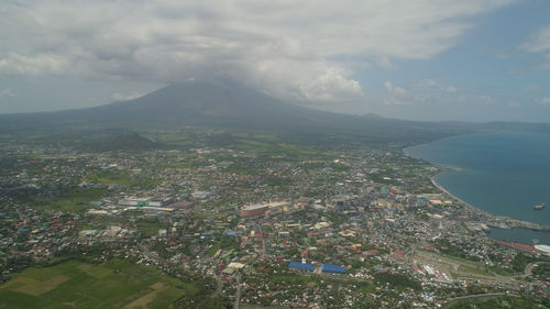 High angle view of townscape against sky