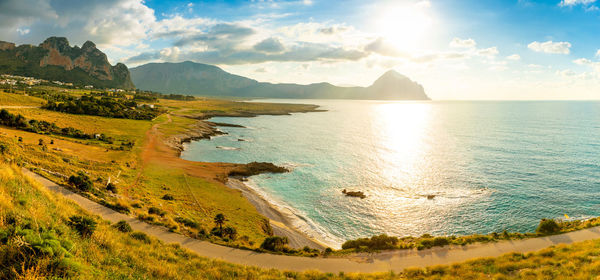 Scenic view of sea against sky during sunset