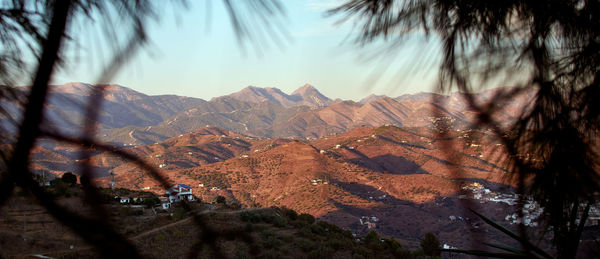 Panoramic view of landscape and mountains against sky