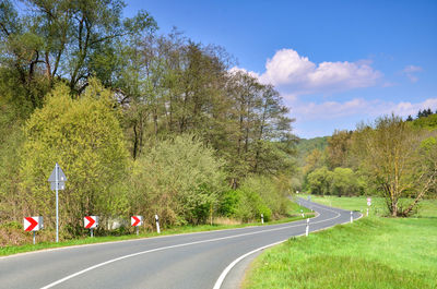 Road by trees against sky
