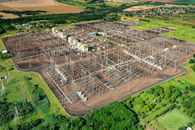 Aerial view of an electric substation in brazil.