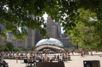 Group of people in front of building