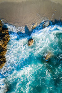 High angle view of swimming in sea