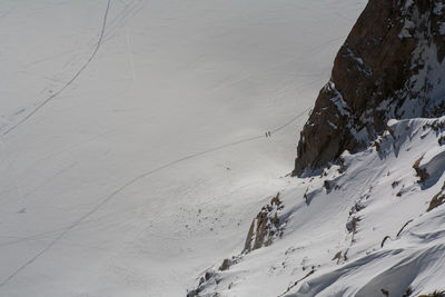 High angle view of snow covered landscape