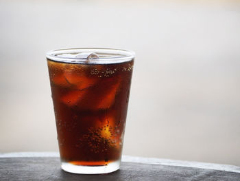 Close-up of ice tea on table