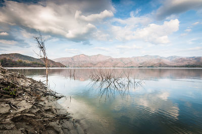 Scenic view of lake against sky