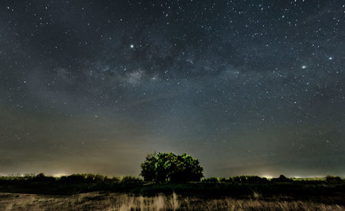 Scenic view of star field against sky at night