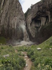 Scenic view of waterfall