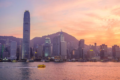 View of buildings against sky during sunset