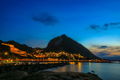 Scenic view of sea against sky at night