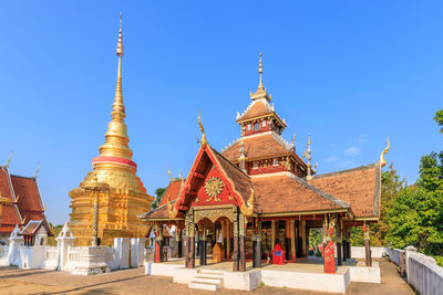 Wat si chum temple, beautiful monastery decorated in myanmar and lanna style at lampang, thailand