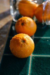 High angle view of orange on table