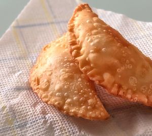 Close-up of bread in plate on table