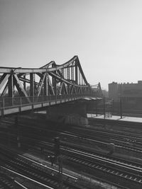 Railway bridge against clear sky