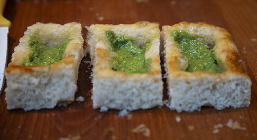 Close-up of sushi served in plate