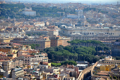 Aerial view of the city of rome, italy. drone shot of roma, above view of the buildings