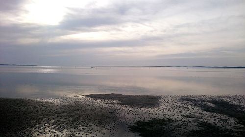 Scenic view of sea against cloudy sky