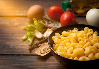 Close-up of fruits in bowl on table