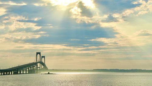 Bridge over sea against sky