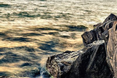 Rock formations on beach