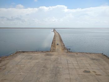 Water logged white desert at dhordo in rann of kutch