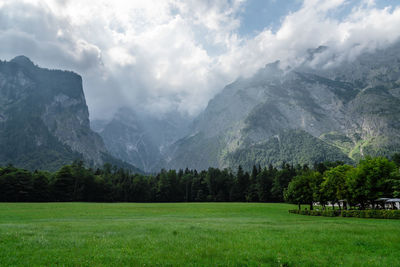 Scenic view of mountains against sky