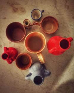 High angle view of tea on table