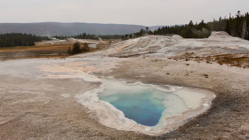 Scenic view of hot spring at yellowstone national park