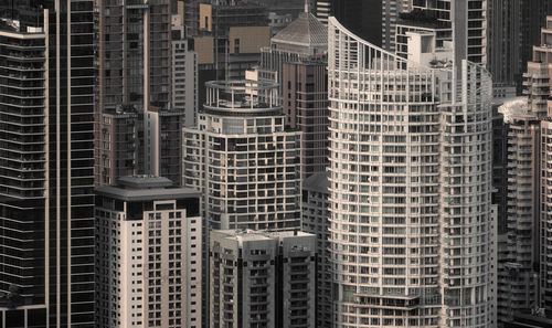 Low angle view of modern buildings in city