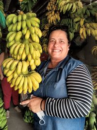 Bananas brazilian, and happy woman