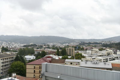 High angle view of townscape against sky