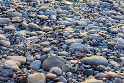 Full frame shot of pebbles on beach