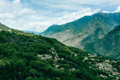 Scenic view of mountains against sky