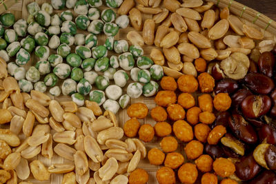 High angle view of fruits for sale at market stall