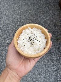 Close-up of hand holding bread