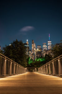 Illuminated buildings against sky at night