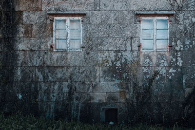 Exterior of old building with windows
