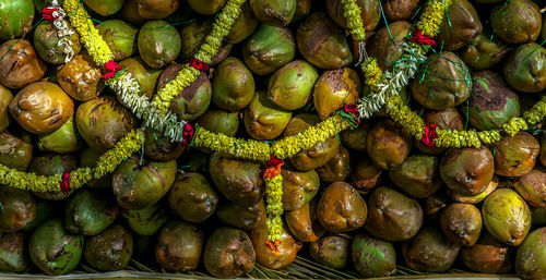 High angle view of fruits for sale in market