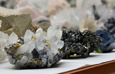 Close-up of rocks on table